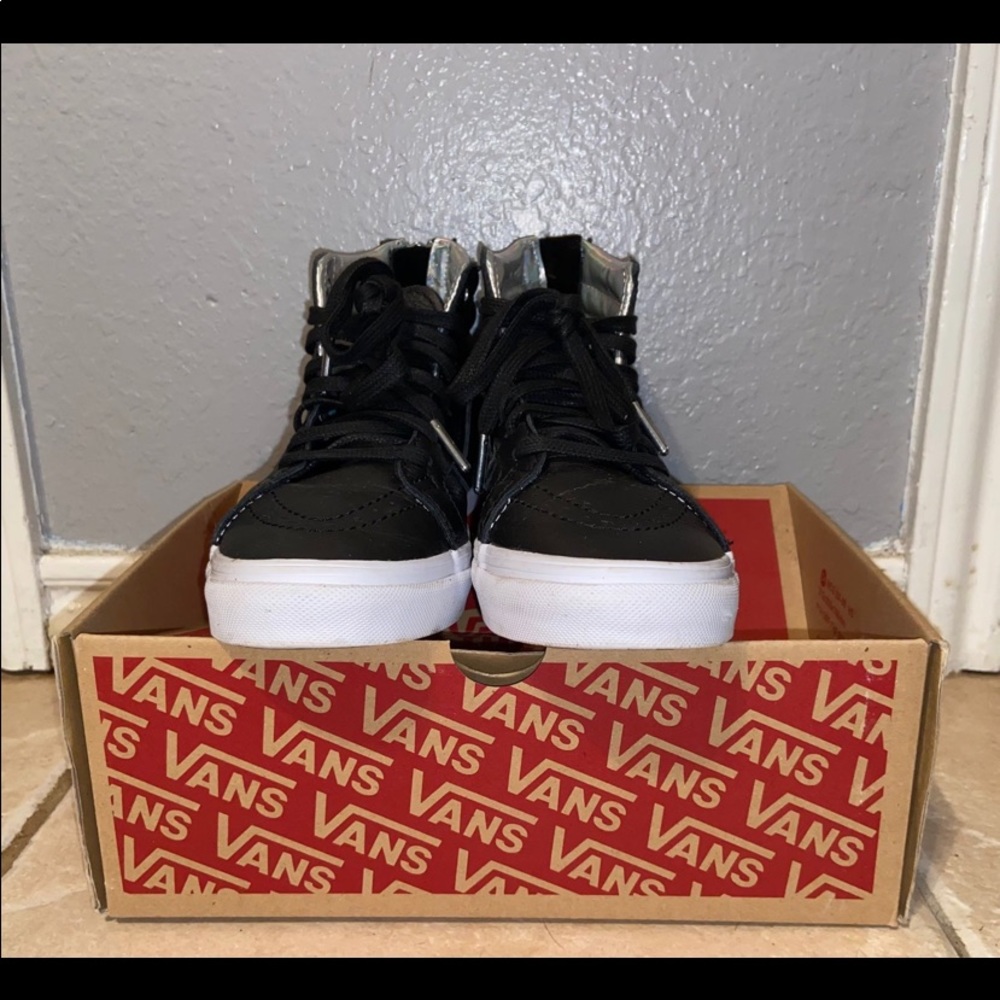 black “leather” hologram vans